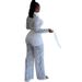 YM New Women's Clothing 2025 Autumn Fashion Hook Pattern Turn-down Collar Long Sleeve Pants Set_ecoleips.com
