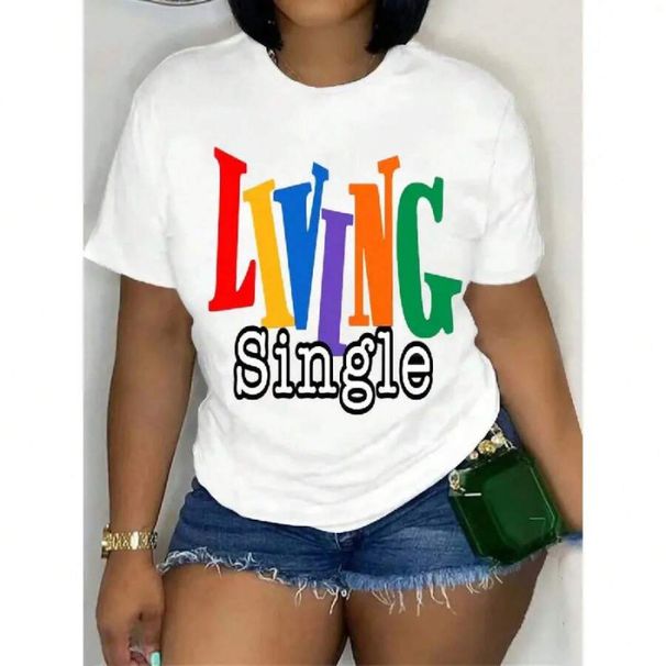 Women's Bright Colored Letter Graphic Cotton Shirt Living Single Printed Top for Casual Wear_ecoleips.com