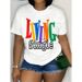 Women's Bright Colored Letter Graphic Cotton Shirt Living Single Printed Top for Casual Wear_ecoleips.com