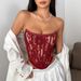 Elegant Pure Desire Style Floral Lace Slim Fit Fishbone Corset With Backless Design And High-End Sexy Wrap-Breast_ecoleips.com