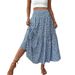 Voya Women's Fashion, Elegant Vacation Style, Half Skirt, Summer Age Reduction, Outdoor Activities, Floral Mid Length Skirt_ecoleips.com