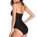 Women’s Clothing New Sexy Multi Color Solid Color Bikini Backless Pleated Retro One Piece Swimsuit Female Spot_ecoleips.com