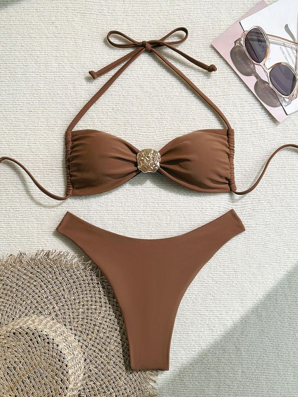 Women's Sexy Solid Color Bikini Swimsuit European American Style New 2026_ecoleips.com