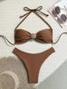 Women's Sexy Solid Color Bikini Swimsuit European American Style New 2026_ecoleips.com
