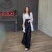 Women's Clothing Autumn Spliced Organza Large Swing Sleeves Long Satin Slim Dress_ecoleips.com