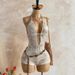 Women's Floral Lace Jumpsuit Deep V Neck Sexy Halter Neck Holiday Party Clothing European American Style_ecoleips.com