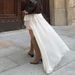Elegant Casual Women's Irregular Hem Midi Skirt Elastic Waist A-Line Thin Summer Pleated Mid-Calf Casual England Style_ecoleips.com