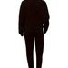 Women's Fleece-Lined Sweatshirt & Pants Set – Cozy Casual Two-Piece Outfit, Round Neck Print Top, Soft Polyester, Sizes S-XXL (Black)_ecoleips.com