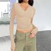 Women's V Neck Long Sleeve Basic Slim Fit T-Shirt Tops Versatile Autumn Winter New_ecoleips.com
