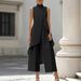 European And American Fashion Slimming High Neck Sleeveless Faux Two Piece Jumpsuit Elegant Irregular Design New Arrival for Women_ecoleips.com