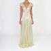 Ladies Elegant Ruffle Edge Backless Holiday Dress Casual Solid Color Party Long Dress 2026 New Spring Summer V-neck Satin Dress_ecoleips.com