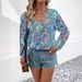 Hot Selling Women's Boho Shirt Paisley Print V-Neck Long Sleeve Shirt Women's Wear_ecoleips.com
