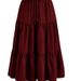 Women's Solid Color Patchwork Pleated Midi Skirt with Elastic Pocket Casual Vintage Style Bottoms_ecoleips.com