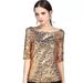Women's Clothing Women's Summer Short Sleeve Vest Solid Color Sequined Tops Performance Wear T-Shirt Casual Fashion_ecoleips.com