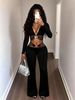Autumn New Arrival Slimming Tummy Control Flared Pants Black Flattering Slim Fit For Sports And Outerwear Women's Bottoms_ecoleips.com
