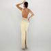 New Arrival Fashion Elegant Long Dress Sleeveless Slim Fit Backless Slit Hem Dress For Women Daily Party Wear_ecoleips.com