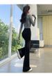 Gray Micro-pull Sweatpants Women's 2025 New Autumn Small Drape And Thin Horseshoe Flared Pants American Sweatpants_ecoleips.com