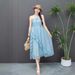 Summer 2025 New Elegant Waist-Cinching Vacation Long French Style High-End Super Fairy Princess Strap Dress For Women_ecoleips.com