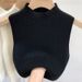 Half-high Collar Knitted Camisole For Women, Base Layer Top, 2025 Autumn And Winter Sleeveless Vest, Outerwear Sweater_ecoleips.com