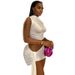 Women's Sexy Cropped Dress Set With Tie American Style Comfortable Casual Solid Color Sleeveless Round Neck Two Piece_ecoleips.com