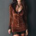 Women's Clothing Style Bodycon Velvet Nightgown Sexy Lace Trimmed Slip Dress Loungewear For Women For Formal & Casual For Women_ecoleips.com