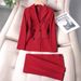 Women's Professional Suit Set – Slim-Fit Blazer & Trousers For Business & Interviews (Red, Black, Blue, Green)_ecoleips.com
