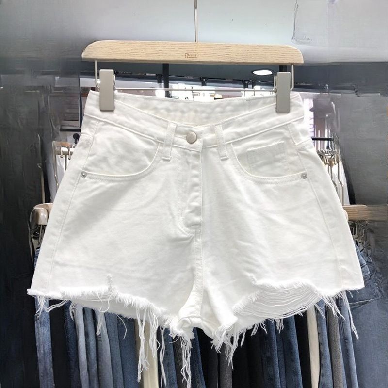 K Wearing Denim Shorts Outside The Hole, Women's New High Waisted Slimming Tassel Wide Leg Pants_ecoleips.com