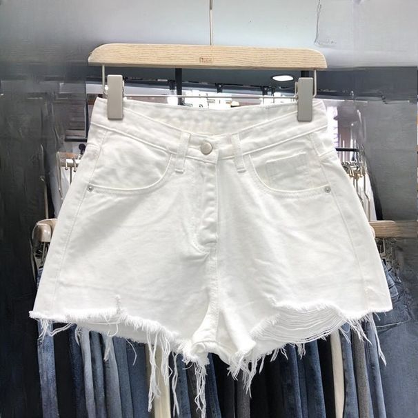 K Wearing Denim Shorts Outside The Hole, Women's New High Waisted Slimming Tassel Wide Leg Pants_ecoleips.com