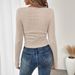 Women's Clothing Elegant Square Neck Long Sleeve Knitted T-Shirt For Women - Slim Fit Stretchable Pullover Top In Beige, Wine Red & Coffee Brown_ecoleips.com