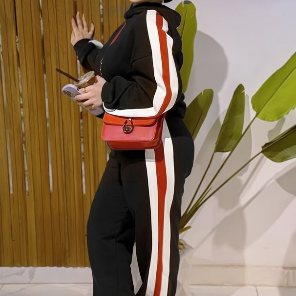 Women's Fleece-Lined Hoodie And High-Waisted Sweatpants Set, Casual Loungewear Two Piece Outfit For Fall Winter_ecoleips.com