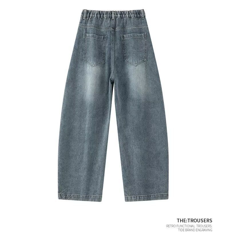 Vintage Blue Denim Jeans For Men - Classic Straight Leg Comfort Fit High Street Fashion Jeans With Button Fly_ecoleips.com