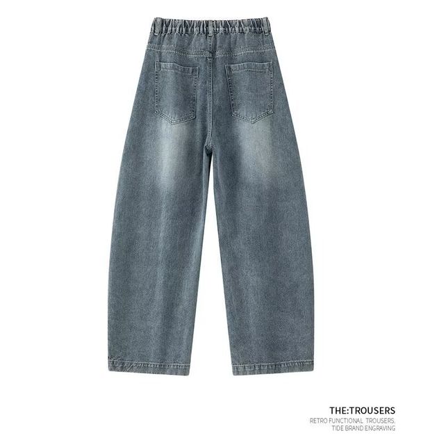Vintage Blue Denim Jeans For Men - Classic Straight Leg Comfort Fit High Street Fashion Jeans With Button Fly_ecoleips.com