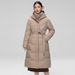 Women's Clothing Women's Winter Long Quilted Coat With Adjustable Waist, Oversized Knee-Length Thickened Padded Jacket Coat With Adjustable Waist_ecoleips.com