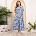 plus Size V-neck Floral Maxi Dress Women's Casual Beach Vacation Loose Waist Fashion Long Dress For Spring/Autumn Summer_ecoleips.com