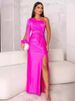 K New Women's Slanted Collar, Raglan Sleeves, Pleated Waist, Slit, Sexy Long Skirt_ecoleips.com