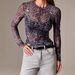 Women's Slim Fit T-Shirt Round Neck Leopard Print Mesh European American Spring Fashion 2026_ecoleips.com
