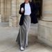 Women's Elegant High Waist Drawstring Tie Solid Color Satin Midi Skirt – Spring Summer Casual Gown 2026_ecoleips.com