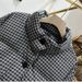 "Chic Checkered Puffer Jacket Women's Short Coat - Oversized Quilted Down Jacket With Stand Collar, Minimalist Office Wear_ecoleips.com