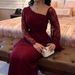 "Elegant Lace & Rhinestone Evening Dress – High Slit & Hip Accent For Gala & Prom (Burgundy, S-XXL)"_ecoleips.com