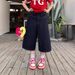 Women's Clothing Women's Retro Letter Print Capri Pants High Street Style Loose Fit Slimming Wide Leg Denim Summer Shorts_ecoleips.com
