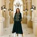 Verve Muslim Women's Long Dubai Fashion Abaya Embroidered Large Robe Evening Dress_ecoleips.com