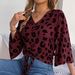 Real Shot Of The New 2026 Spring-summer European And American Casual Leopard Print Tie-up Chiffon Blouse,_ecoleips.com