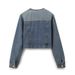 Women's Denim Jacket & Low-Rise Jeans Set - Balloon Sleeve Crop Jacket & Straight Leg Pants - Urban Casual Outfit For Streetwear & Office (XS/S/M/L)_ecoleips.com