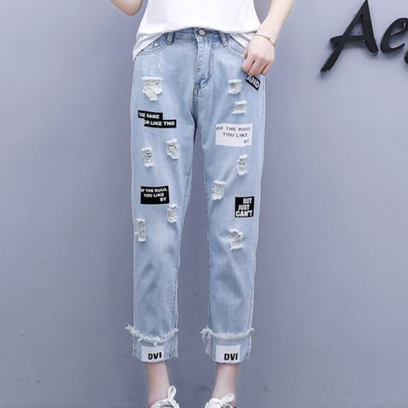 European Station New Heavy Duty Casual High Waist Slim Hot Brick Slim All Match Straight Nine Point Jeans Women's Trend_ecoleips.com