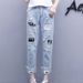 European Station New Heavy Duty Casual High Waist Slim Hot Brick Slim All Match Straight Nine Point Jeans Women's Trend_ecoleips.com