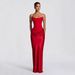 High Quality Heavy Satin Midi Skirt Strapless Two Piece Set Sexy Ribbon Tie up Top European American Style Women's Clothing Dress_ecoleips.com