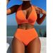 European And American Women's Sexy Bikini Two-Piece Backless Swimsuit with Ribbon_ecoleips.com