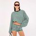 European American Fashion Casual Striped Long-sleeve Top And Shorts Women, Vintage Lazy Style, Low-waisted Slimming_ecoleips.com