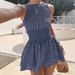 Women's One-Shoulder Pleated Plaid Sleeveless Puff Dress Spring/Summer Fashion Casual Maxi Dress_ecoleips.com