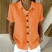 Summer Solid Color Women's Short Sleeve Button Up Top New Arrival Style_ecoleips.com